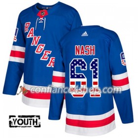 Adidas Maillot de Hockey New York Rangers Rick Nash 61 2017-2018 Bleu USA Flag Fashion Authentic - Enfant
